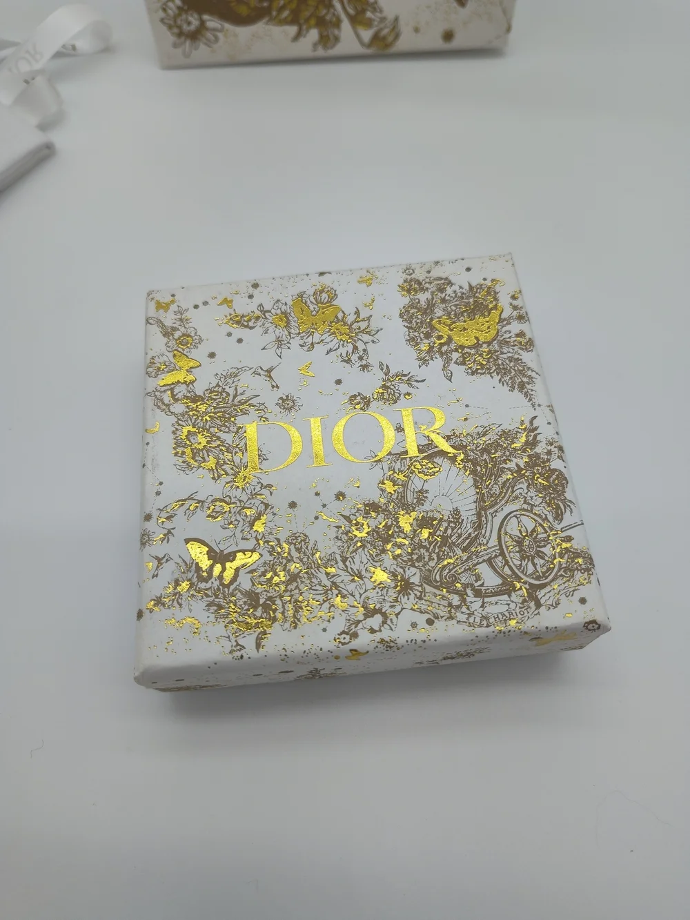 DIOR Limited Edition Gold Foil Butterfly Gift Bag Box Ribbon Dust Bag Set